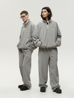 Drawstring Half-Zipped Sweatshirt Grey