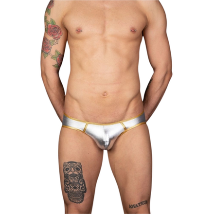 Мужские трусы слипы серебристые с золотистой окантовкой Cosmos Colors MR40_SG