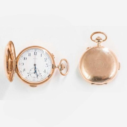 Винтаж: Золотые карманные часы-хронограф с минутным репетиром