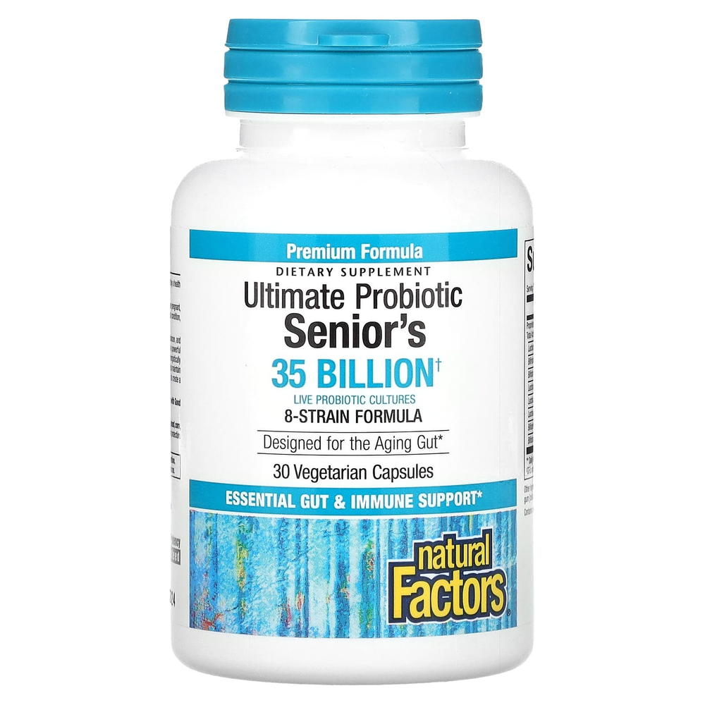 Natural Factors, Ultimate Probiotic, пожилых людей, 35 млрд КОЕ, 30 вегетарианских капсул
