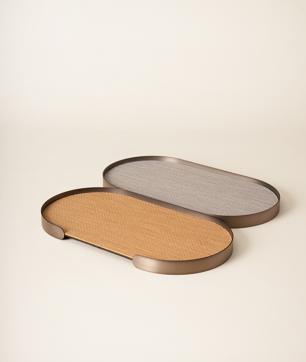 Поднос металлический овальный коричневый