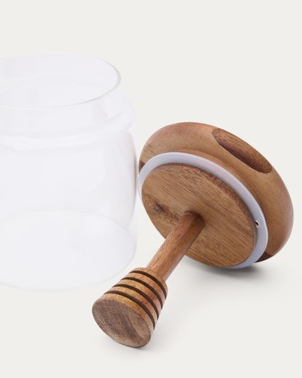 Nukha Банка для меда из стекла и 100% древесины акации FSC