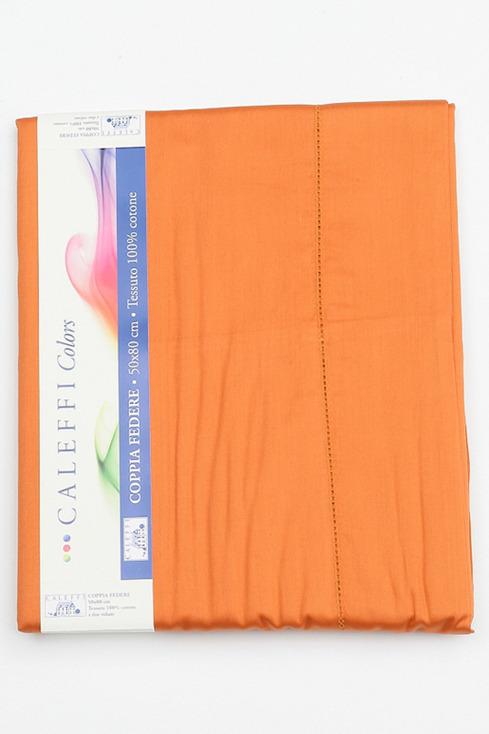 Простыня на резинке 200x200 Сaleffi Raso Tinta Unito с бордюром сатин оранжевая Италия