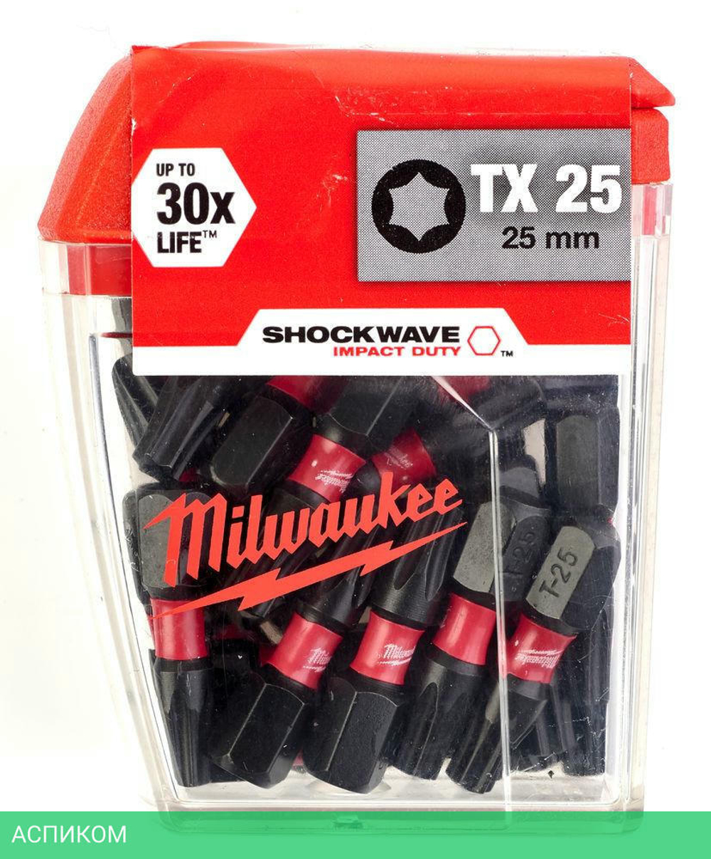 Бита Milwaukee Shockwave TX25 25мм 25шт (4932430880)