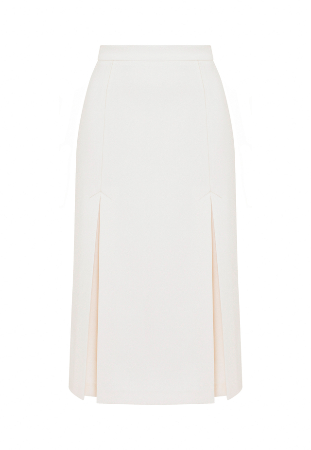 Белая юбка миди со складками (в оттенке айвори)