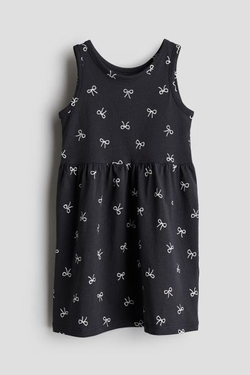 H&M Хлопковое платье с принтом, темно-серый