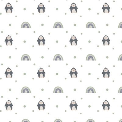 бохо радуги с точками и пингвинами