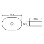Раковина-чаша Azario530x315x135 накладная, овальная, белый глянец (AZ-1156) 145309