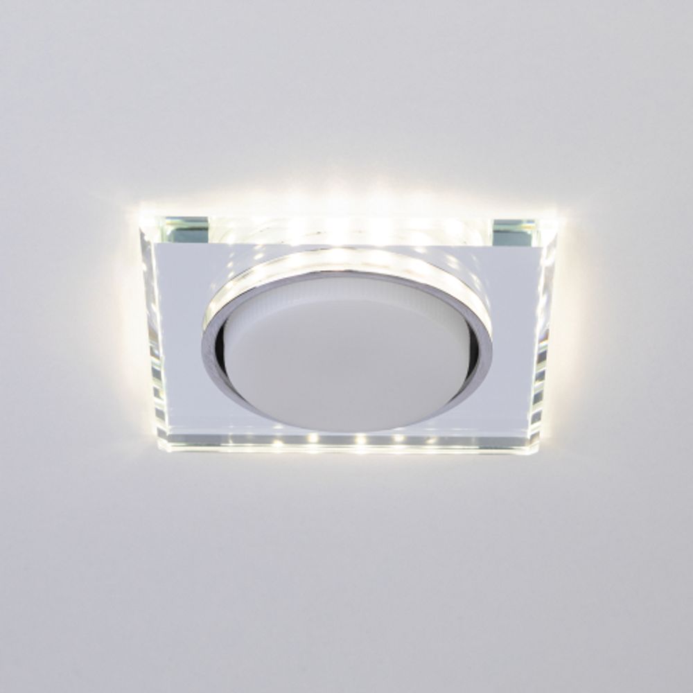 Светильник встраиваемый cо светодиодной подсветкой ЭРА DK LD50 MR под лампу GX53 зеркальный | Встраиваемые LED светильники