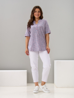 Блузка БЛ-122/серый-розовыемаргаритки