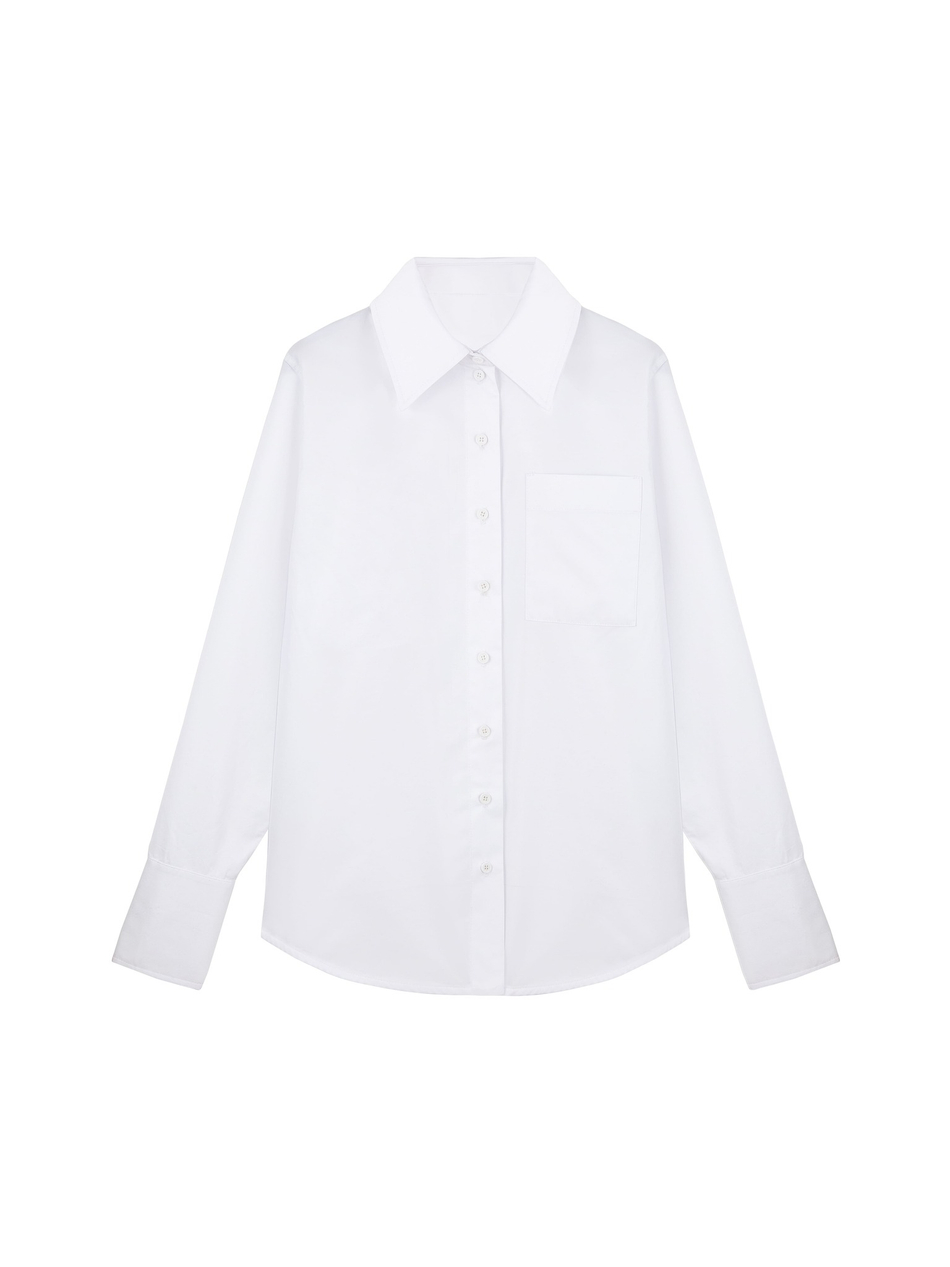 Рубашка с широкими манжетами белая Рубашка с широкими манжетами белая