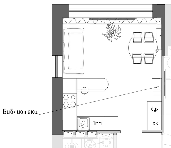 Дизайн и фото кухни-гостиной 30 кв м « DOM&Интерьер