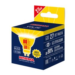 LED-JCDR-10W-WW-GU10-NR Лампа светодиодная. Форма JCDR. матовая. Серия Norma. Теплый белый свет 3000K. Картон. ТМ Volpe