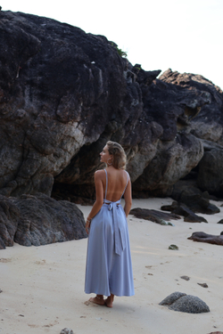 Платье Blossom миди серо-голубой