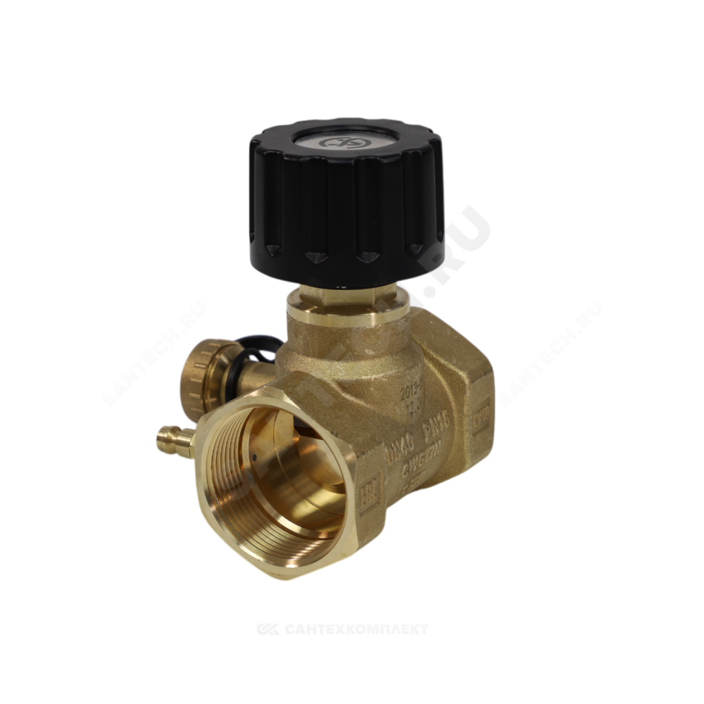 Клапан балансировочный ручной латунь 2013 Ду 15 G1/2" Ру16 Тмакс=120 оС ВР Kvs=1.6м3/ч с измерительными ниппелями EURO Aquasfera 2013-01