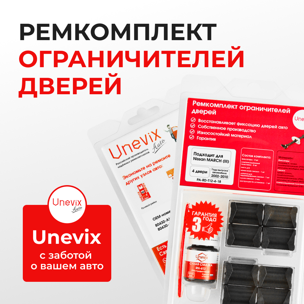 Ремкомплект ограничителей дверей Nissan MARCH (III) K12 (4 двери, тип 12) 2002-2010