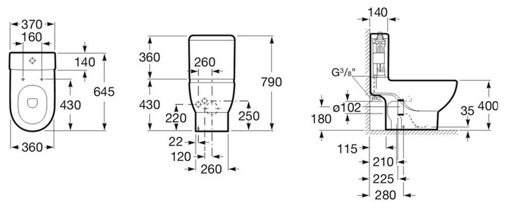 Унитаз напольный Meridian 342247000 с бачком 341240000