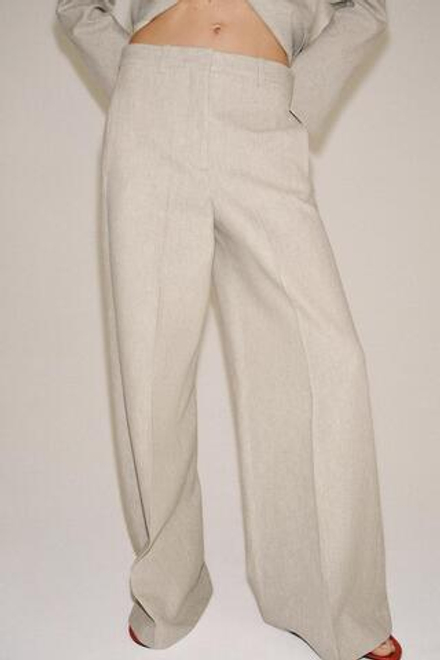 ZARA БРЮКИ В ПОЛОСКУ — ZW COLLECTION, ПЕСОЧНЫЙ МЕЛАНЖ