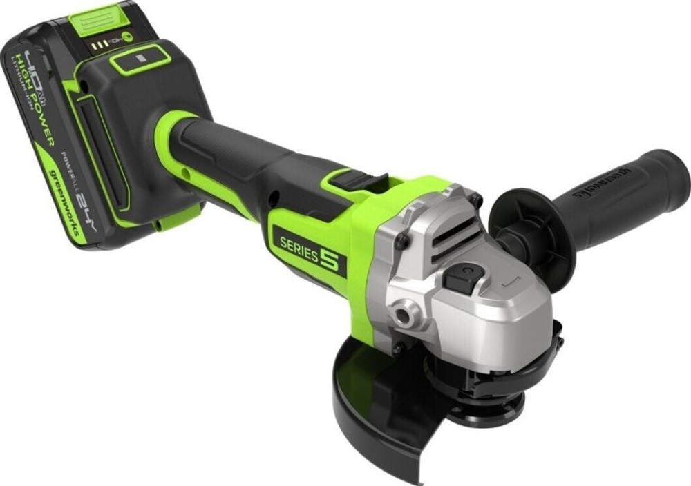 Угловая шлифмашина аккумуляторная GREENWORKS AG590 24V, АКБ 4Ач и ЗУ 3201007CUB