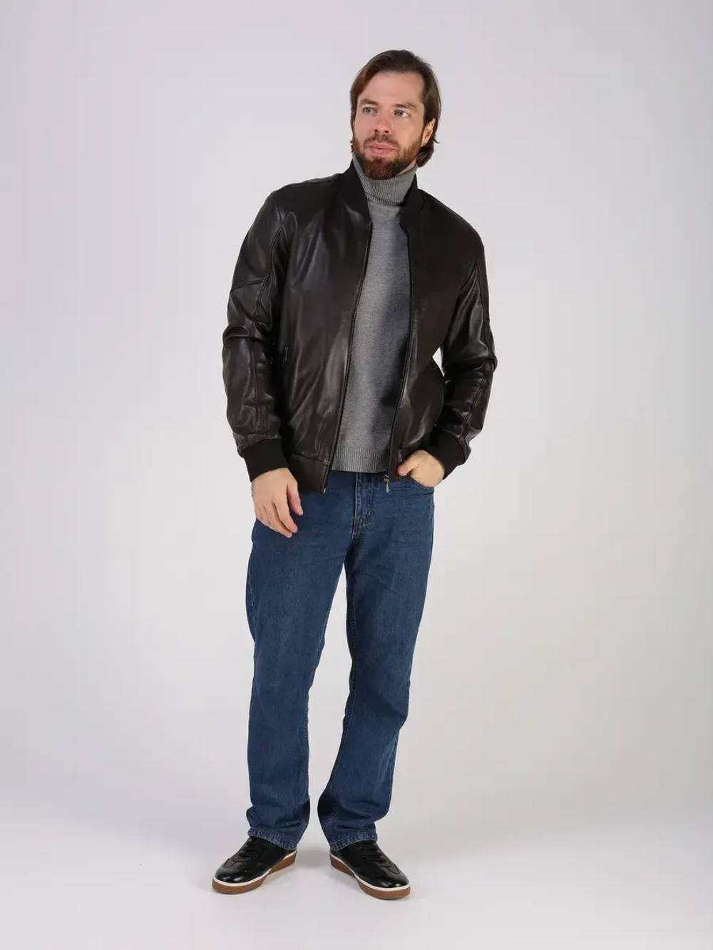 Кожаная куртка демисезонная Турция бомбер