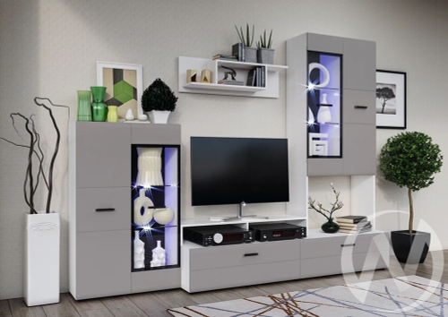 Гостиная Нэнси NEW (белый/браш текстура грей) Вариант №3