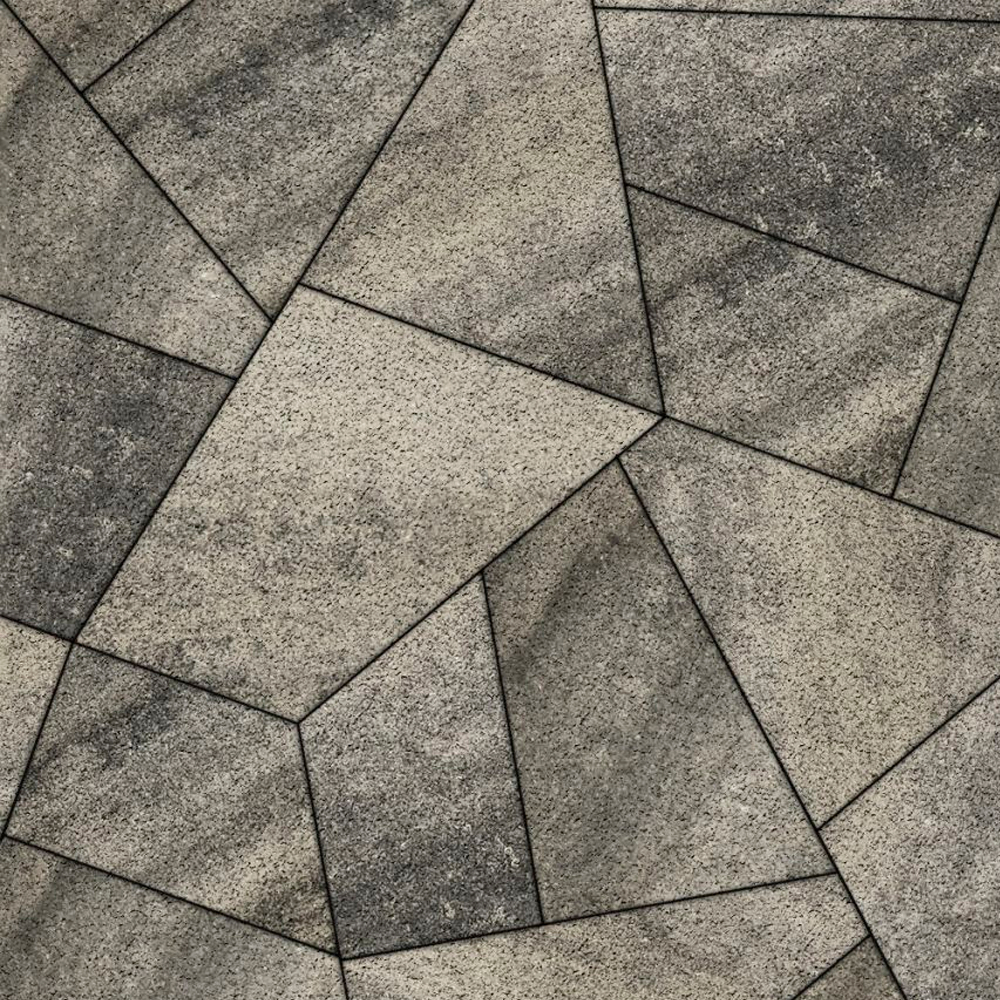 ГРАНИТНАЯ ТРОТУАРНАЯ ПЛИТКА ОРИГАМИ - Б.4.ФСМ.8 ЛИСТОПАД ГРАНИТ АНТРАЦИТ, КОМПЛЕКТ ИЗ 6 ВИДОВ ПЛИТ