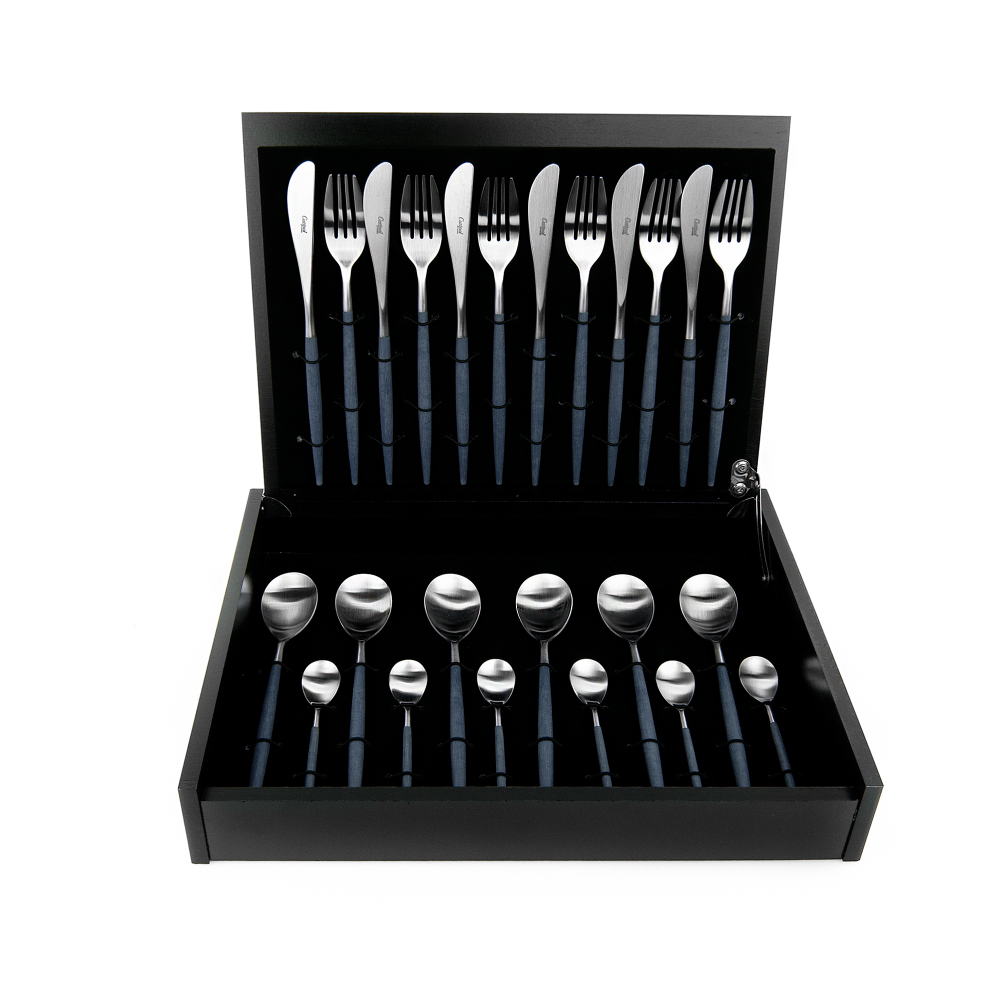 Набор столовых приборов на 6 персон 24 предмета Cutipol Mio matte blue в подарочной упаковке