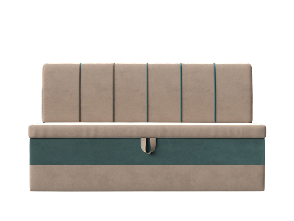 Диван кухонный прямой Энигма, Бежевый\Бирюзовый, Велюр, 112875