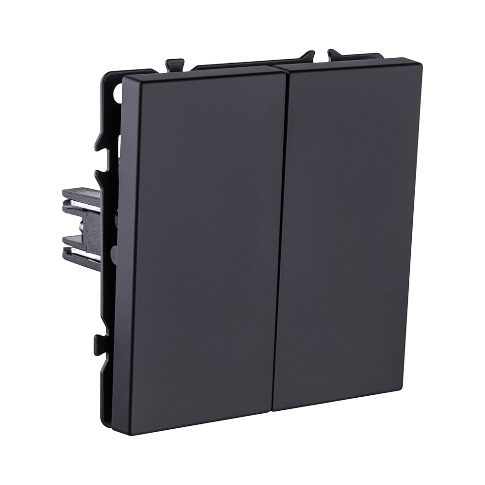 Выключатель 2-клавишный 10А/250В, черный матовый Kollinger Eclipse EC-004BK