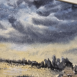 Картина акварельная авторская в паспарту 21х30 см на стену для интерьера "Город у воды"