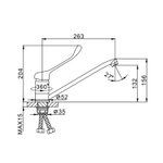Смеситель для кухни 40к F4954 FRAP МЕДИЦИНСКИЙ (плоск.длин.пов. излив, п/гайку, хром, латунь)