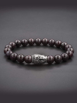 Браслет Гранат Альмандин + Будда (серебро)