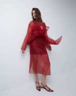 Юбка из шелковой органзы бордо