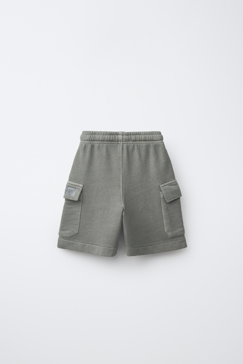 ZARA ФЛИСОВЫЕ ШОРТЫ КАРГО, ЛИНЯЛЫЙ ЗЕЛЕНЫЙ