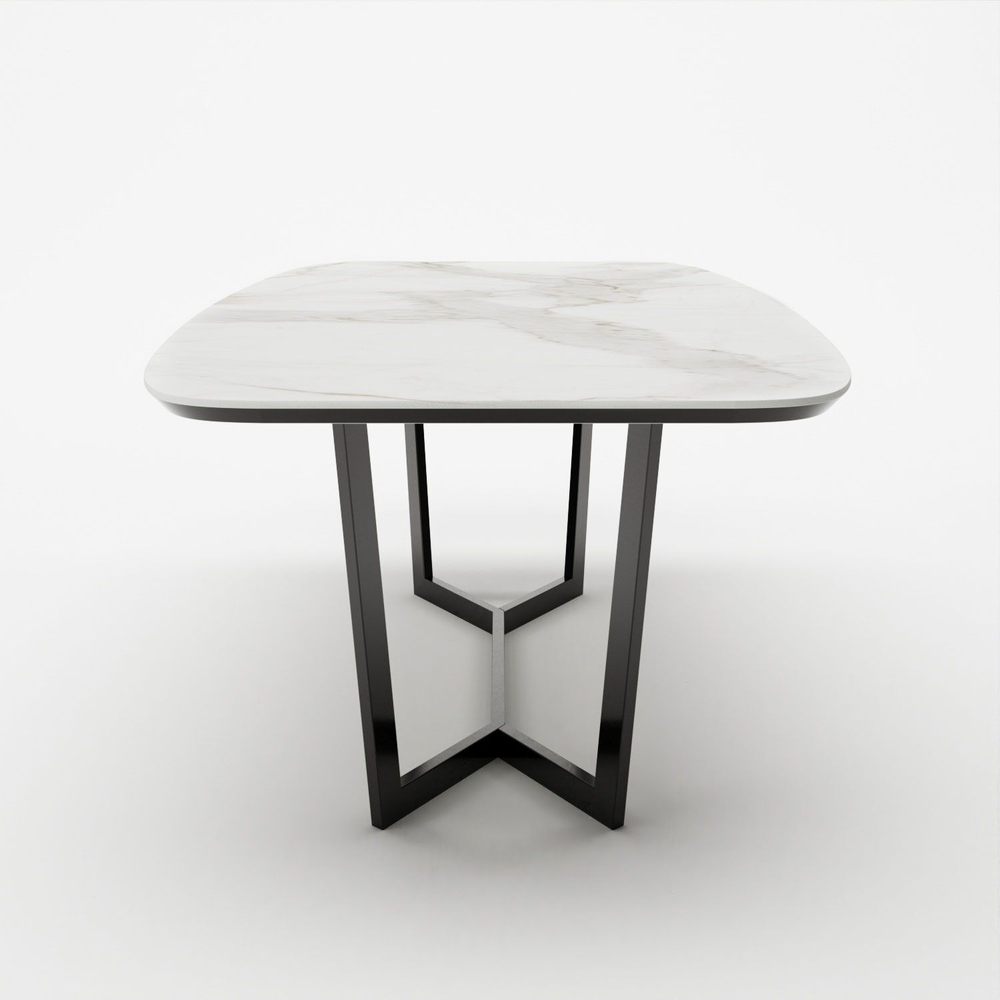 Стол овальный BENZ 180, керамика матовая, белая