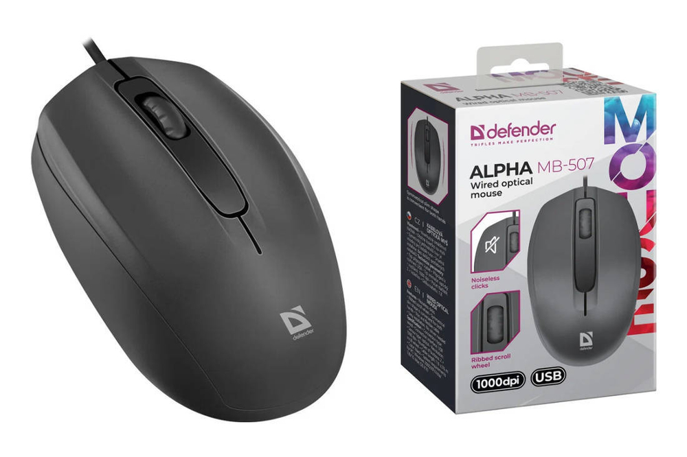 Мышь проводная DEFENDER Alpha-507 USB чёрная