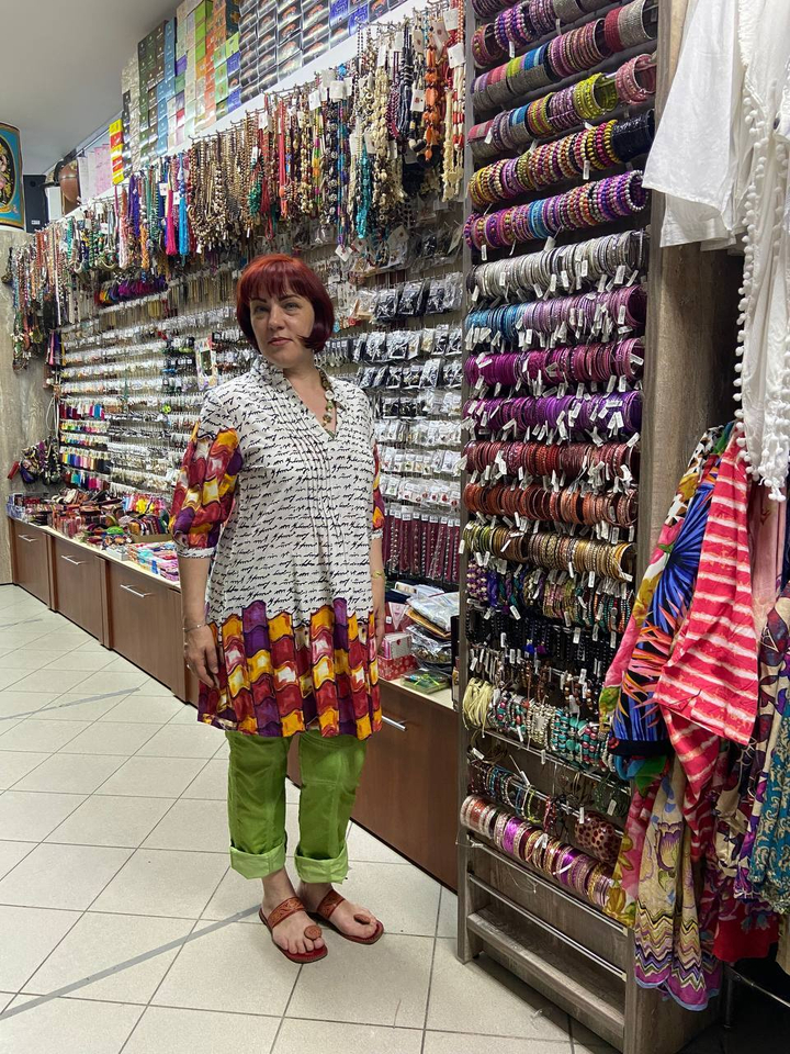 Блузка-туника с глубоким вырезом "Стихи", Хлопок 160924