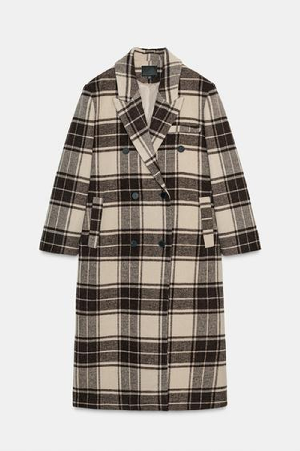 ЭКСТРА ДЛИННЫЙ ШЕРСТЯНОЙ ПАЛЬТО С КЛЕТКОЙ - ZARA