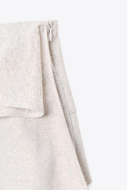 ZARA МИНИ-ЮБКА С АСИММЕТРИЧНЫМИ ВОЛАНАМИ, СЕРЕБРИСТЫЙ