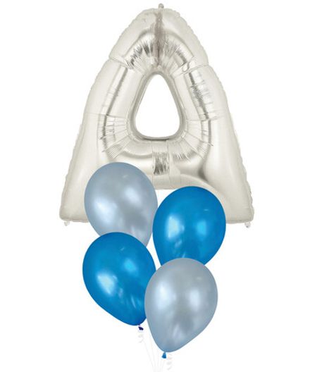 Фонтан из шаров "С буквой серебро 65см"