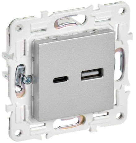 SKANDY Розетка USB A+C 3,1А SK-R14S серебряный IEK