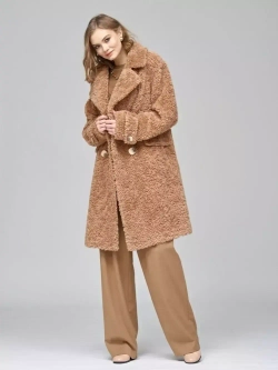 Шуба из шерсти мериноса чебурашка, песочная, SilverFox