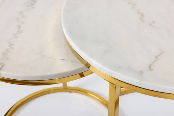 Кофейный столик из 2-х частей (Золото/Мрамор)