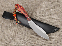 Нож для бушкрафта "Канадец XL", сталь VG-10/Elmax, рукоять микарта (красно-оранжевая)