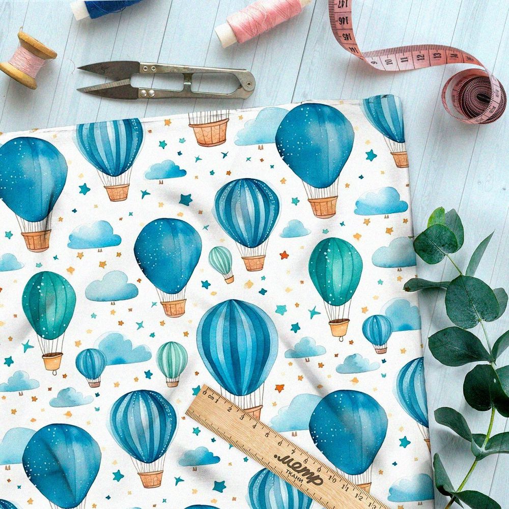 Ткань премиум мембрана голубые воздушные шарики