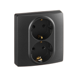 Розетка двойная с заземлением со шторками в сборе 16А 250В антрацит ETIKA Legrand