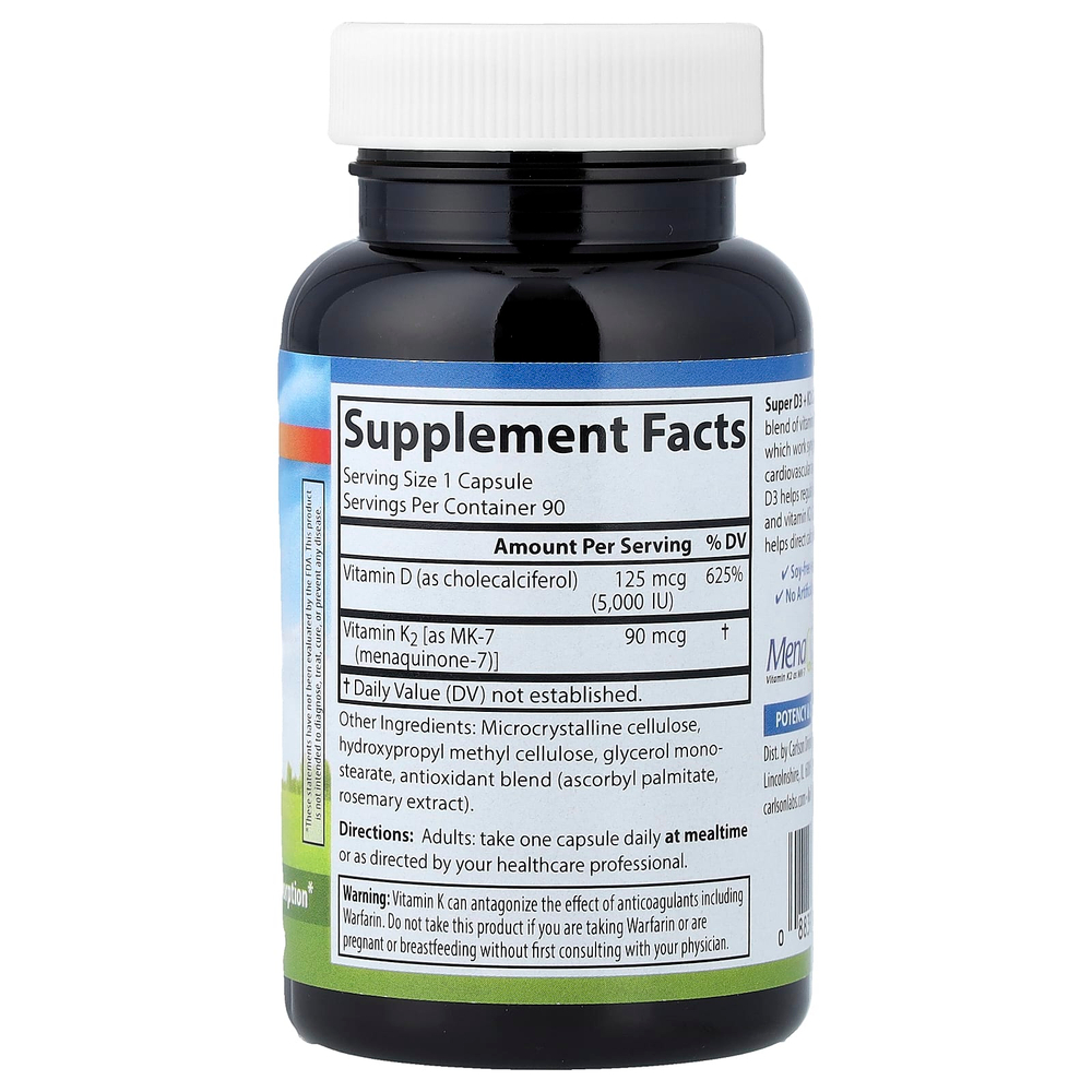 Carlson, Super D3 + K2`` 90 вегетарианских капсул