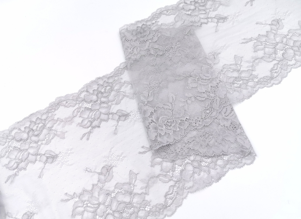 Эластичное кружево, 23 см, светло-серое, (Арт: EK-2207), м