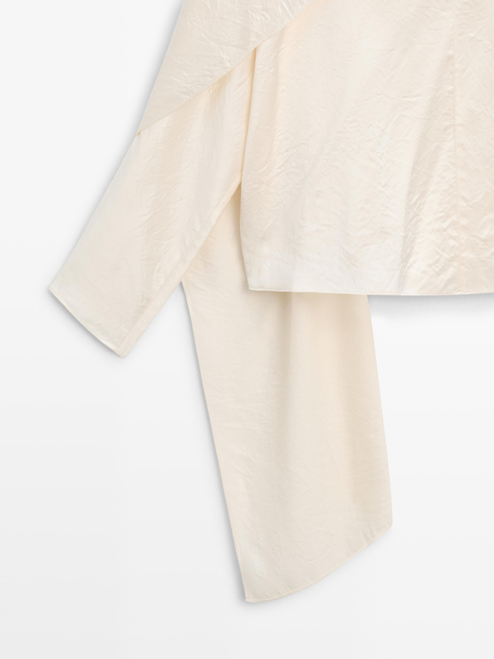 Massimo Dutti Блузка с драпировкой, натуральный/кремовый
