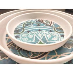 Тарелка с бортом 21*1,9 см Damask Blue пластик меламин P.L. Proff Cuisine